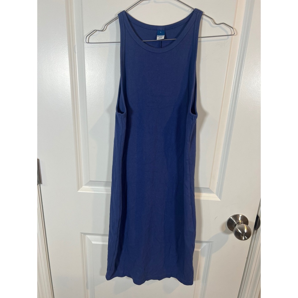 Old Navy Womens Tank Dress Ribbed Knit Blue Size‎ L